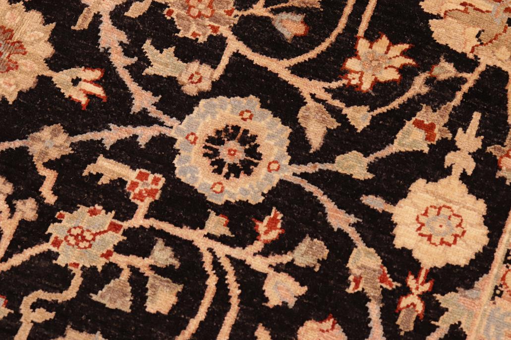 handmade Traditional Lahore Black Green Hand Knotted RECTANGLE 100% WOOL area rug 6 x 9