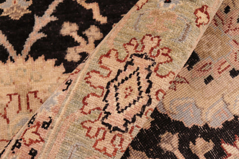 handmade Traditional Kafkaz Black Green Hand Knotted RECTANGLE 100% WOOL area rug 6x9