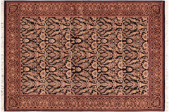 handmade Transitional Kashan Black Gold Hand Knotted RECTANGLE 100% WOOL area rug 6x9