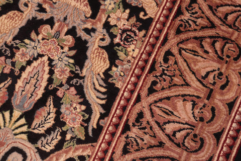 handmade Transitional Kashan Black Gold Hand Knotted RECTANGLE 100% WOOL area rug 6x9