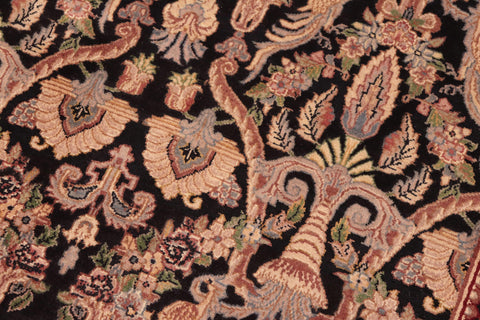 handmade Transitional Kashan Black Gold Hand Knotted RECTANGLE 100% WOOL area rug 6x9