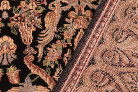 handmade Transitional Kashan Black Gold Hand Knotted RECTANGLE 100% WOOL area rug 6x9