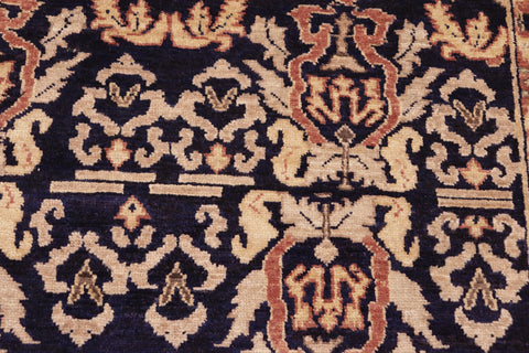 handmade Transitional Kafkaz Blue Gold Hand Knotted RECTANGLE 100% WOOL area rug 6' x 9'