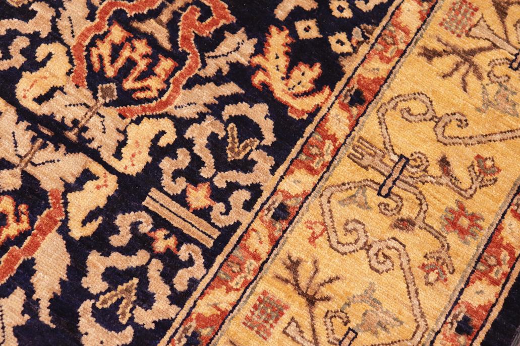 handmade Transitional Kafkaz Blue Gold Hand Knotted RECTANGLE 100% WOOL area rug 6 x 9