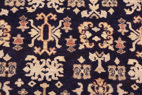 handmade Transitional Kafkaz Blue Gold Hand Knotted RECTANGLE 100% WOOL area rug 6' x 9'
