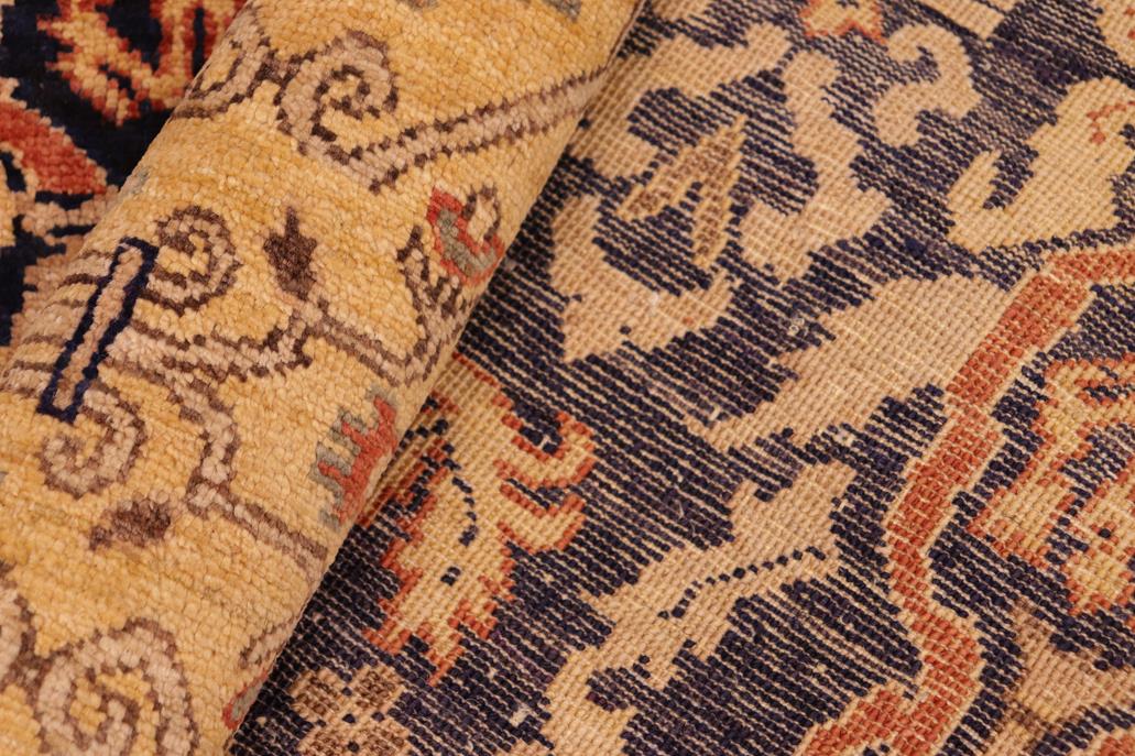 handmade Transitional Kafkaz Blue Gold Hand Knotted RECTANGLE 100% WOOL area rug 6 x 9