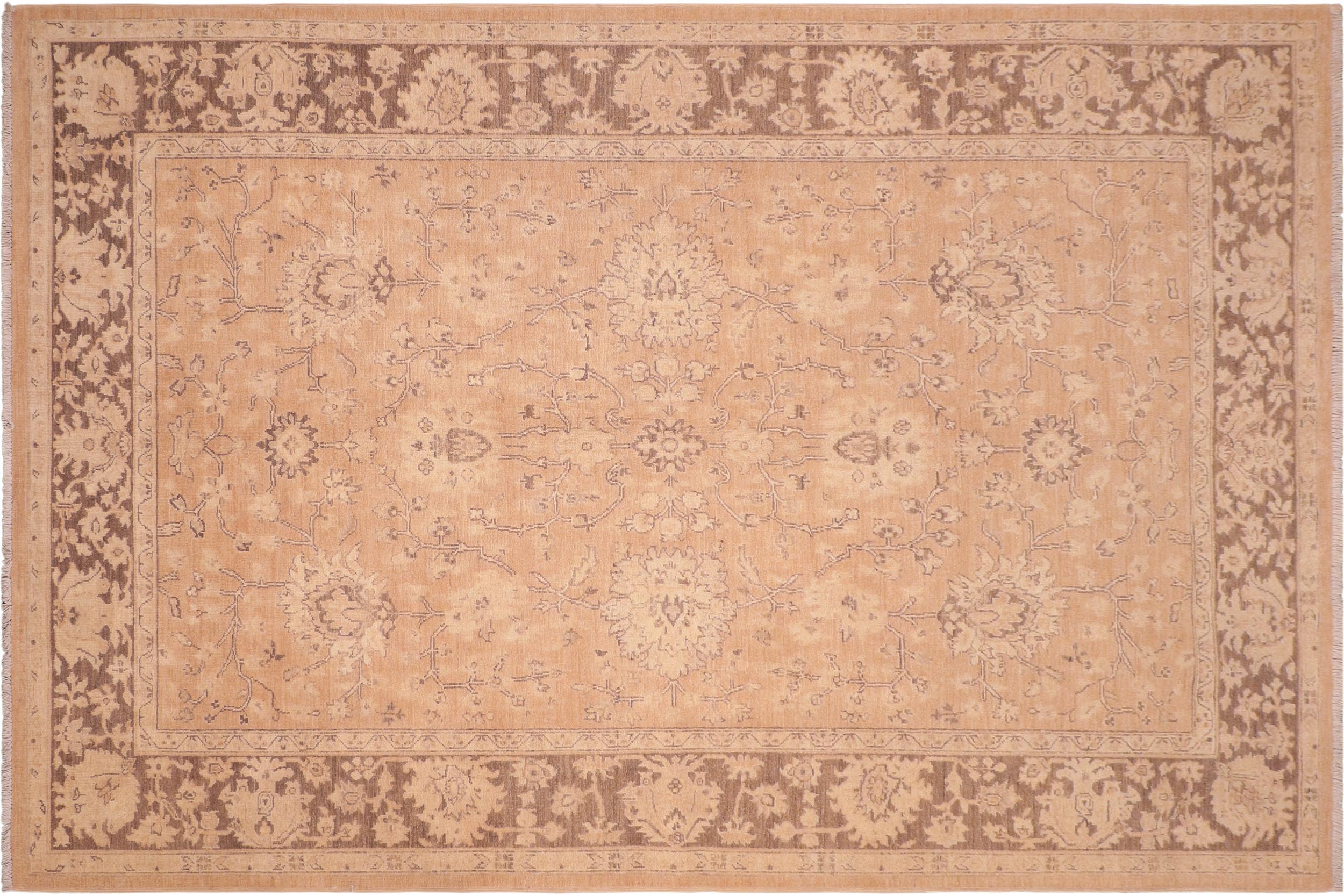 handmade Traditional Kafkaz Brown Tan Hand Knotted RECTANGLE 100% WOOL area rug 6x9