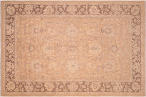 6x9 hand knotted Ziegler wool rug in brown and tan - Classic Ziegler Denisha