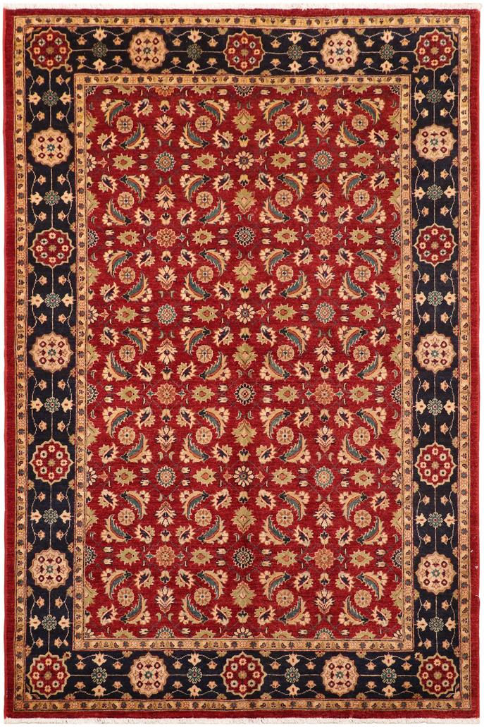 handmade Transitional Kafkaz Red Blue Hand Knotted RECTANGLE 100% WOOL area rug 6 x 9