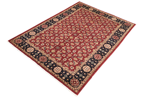 handmade Transitional Kafkaz Red Blue Hand Knotted RECTANGLE 100% WOOL area rug 6' x 9'