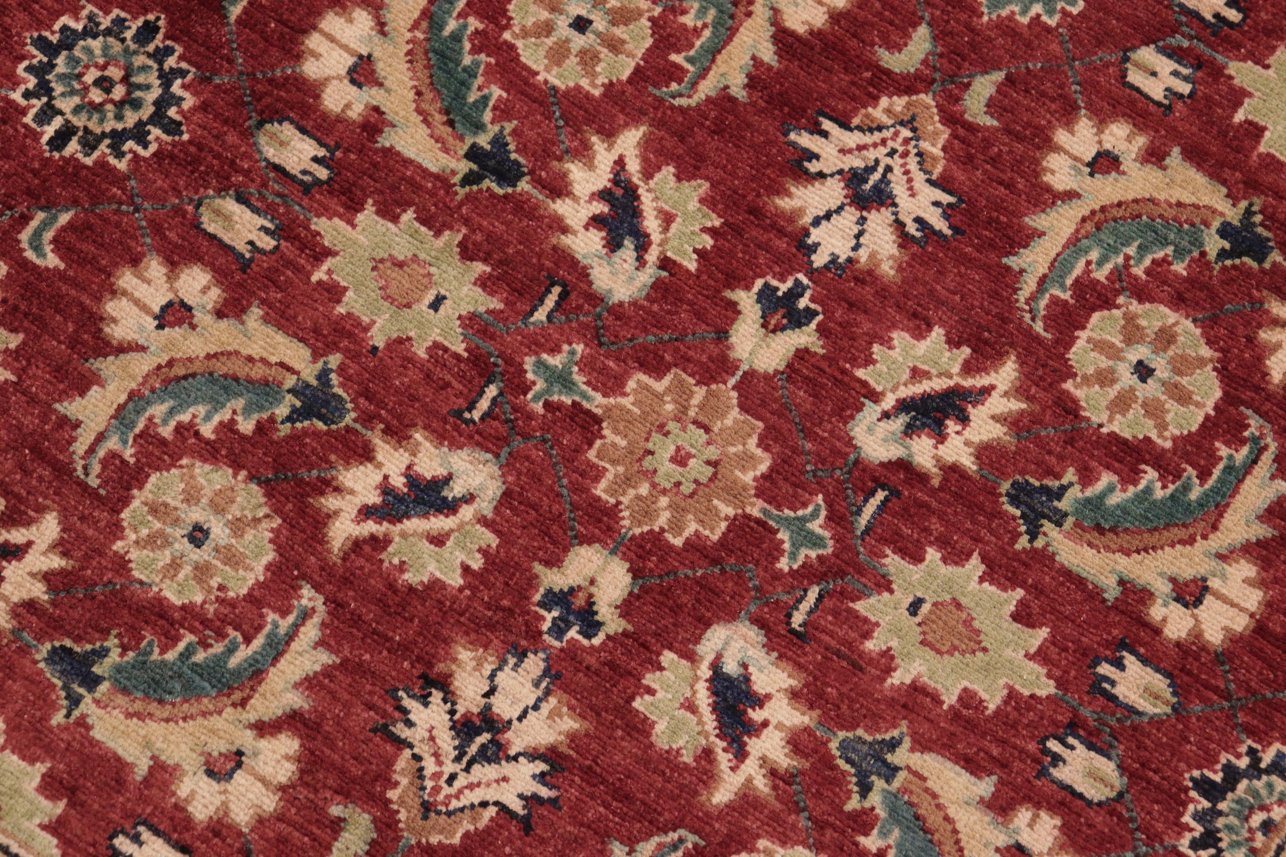 handmade Transitional Kafkaz Red Blue Hand Knotted RECTANGLE 100% WOOL area rug 6' x 9'