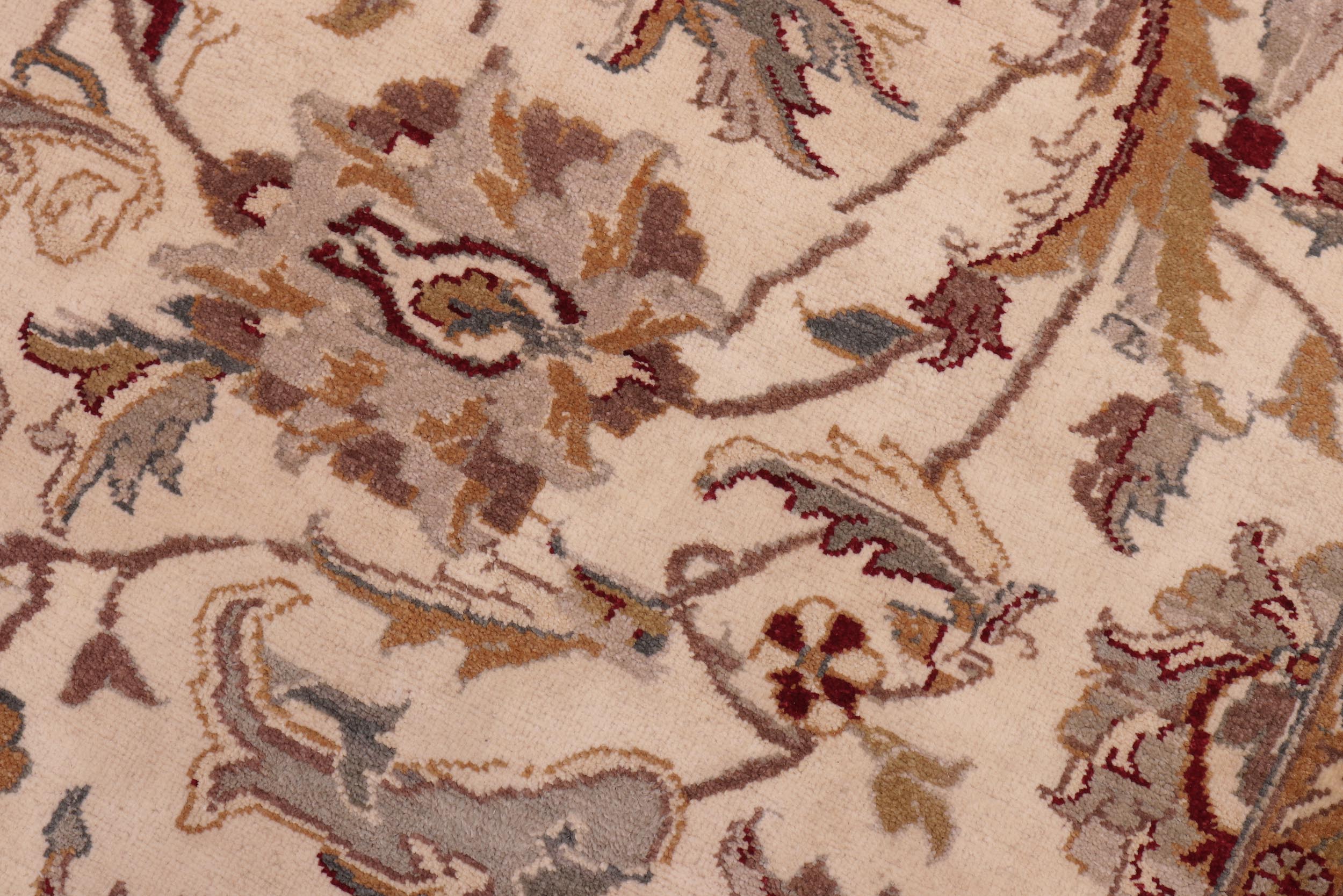 handmade Traditional Design Ivory Lt. Green Hand Knotted RECTANGLE 100% WOOL area rug 6' x 9'