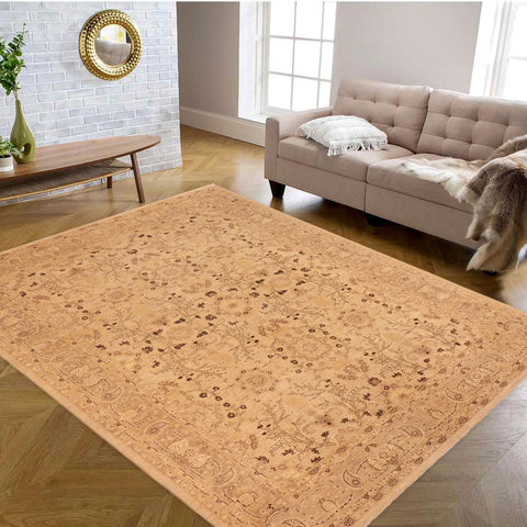 handmade Transitional Kafkaz Tan Brown Hand Knotted RECTANGLE 100% WOOL area rug 10' x 13'