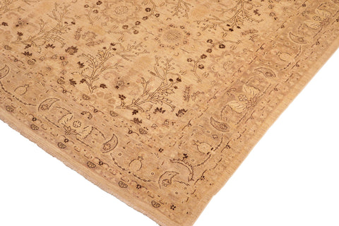 handmade Transitional Kafkaz Tan Brown Hand Knotted RECTANGLE 100% WOOL area rug 10' x 13'