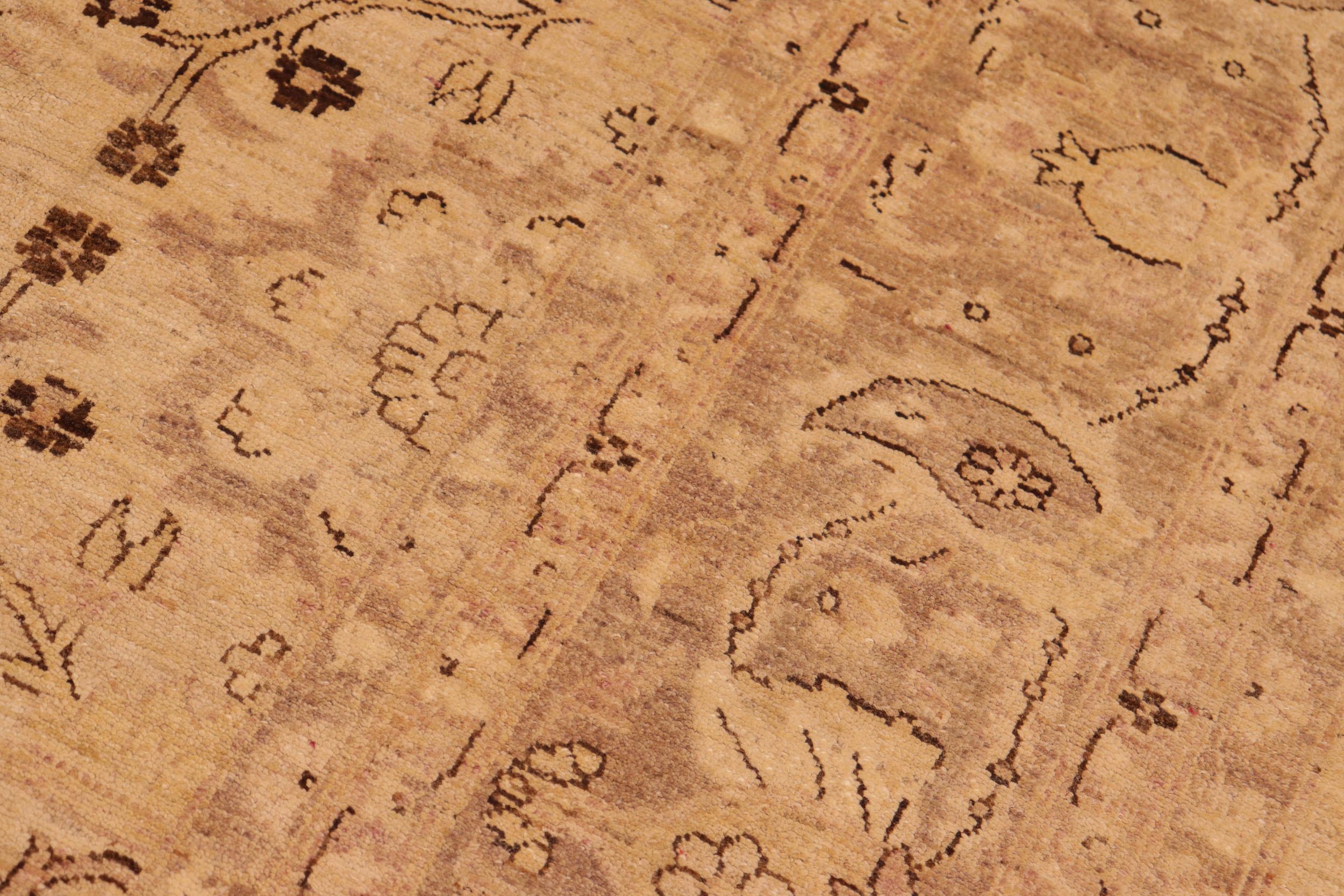 handmade Transitional Kafkaz Tan Brown Hand Knotted RECTANGLE 100% WOOL area rug 10' x 13'