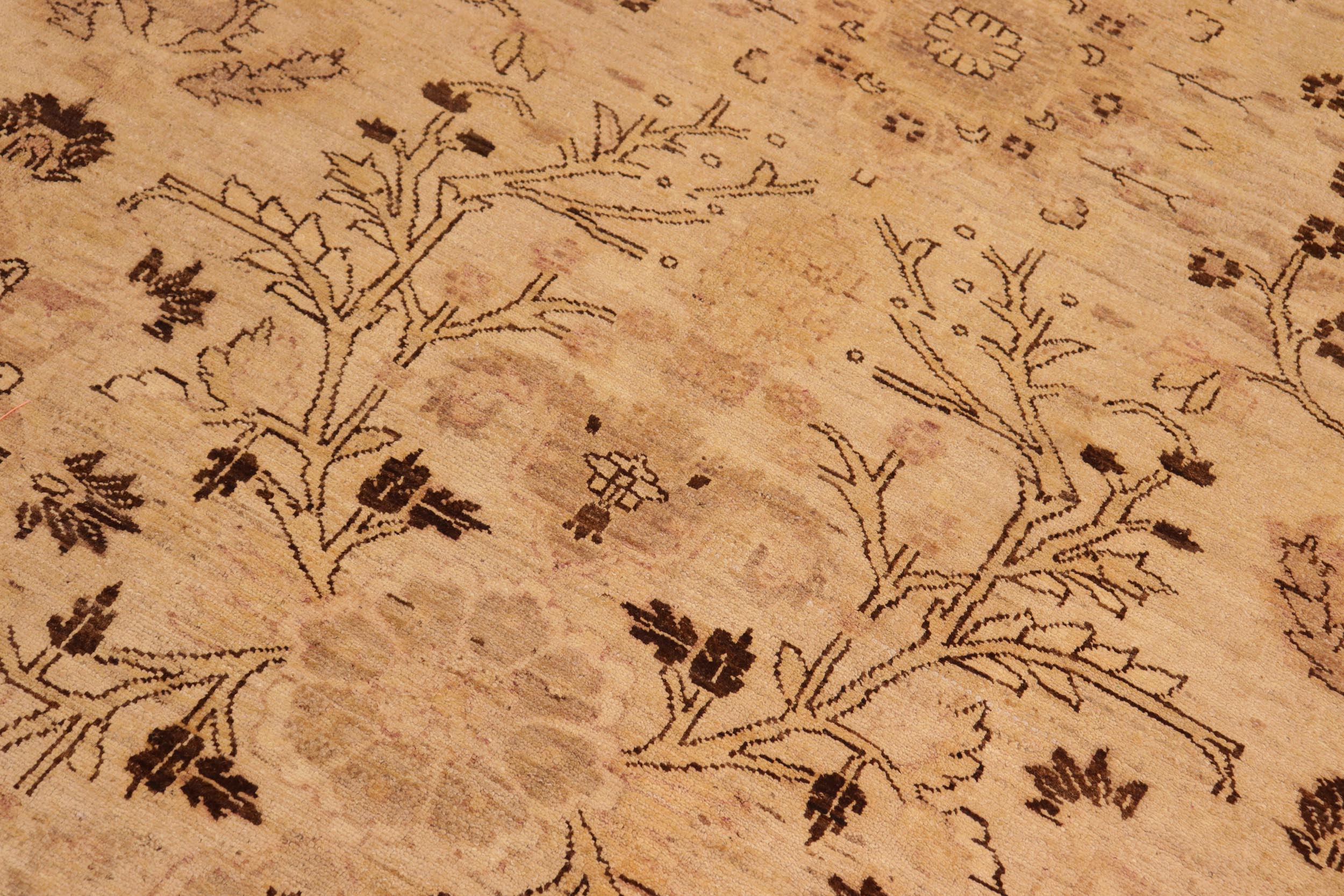 handmade Transitional Kafkaz Tan Brown Hand Knotted RECTANGLE 100% WOOL area rug 10' x 13'