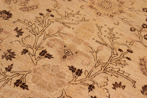 handmade Transitional Kafkaz Tan Brown Hand Knotted RECTANGLE 100% WOOL area rug 10' x 13'