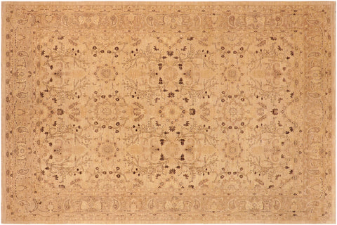 handmade Transitional Kafkaz Tan Brown Hand Knotted RECTANGLE 100% WOOL area rug 10' x 13'