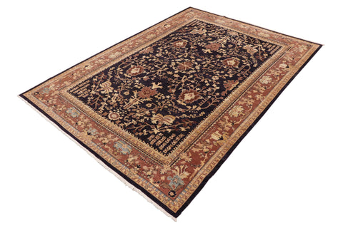 handmade Transitional Kafkaz Blue Brown Hand Knotted RECTANGLE 100% WOOL area rug 10' x 14'