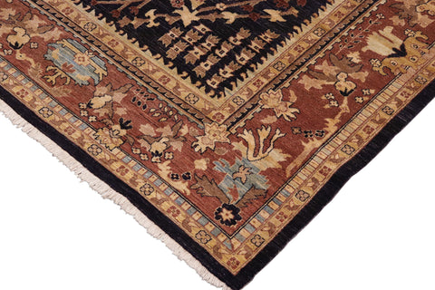 handmade Transitional Kafkaz Blue Brown Hand Knotted RECTANGLE 100% WOOL area rug 10' x 14'