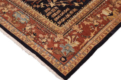 handmade Traditional Kafkaz Blue Brown Hand Knotted RECTANGLE 100% WOOL area rug 10 x 14