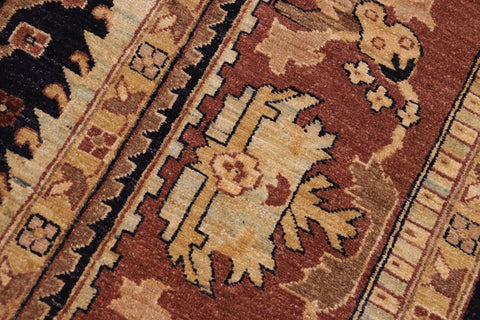 handmade Transitional Kafkaz Blue Brown Hand Knotted RECTANGLE 100% WOOL area rug 10' x 14'