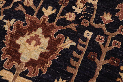 handmade Transitional Kafkaz Blue Brown Hand Knotted RECTANGLE 100% WOOL area rug 10' x 14'