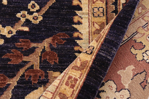 handmade Transitional Kafkaz Blue Brown Hand Knotted RECTANGLE 100% WOOL area rug 10' x 14'