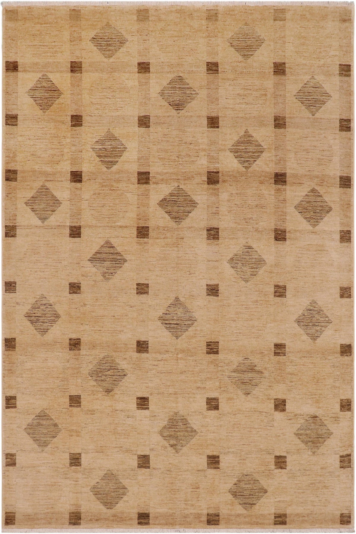 Bohemian Gabbeh Tonda Tan/Brown Wool Rug - 8'11'' x 11'6''