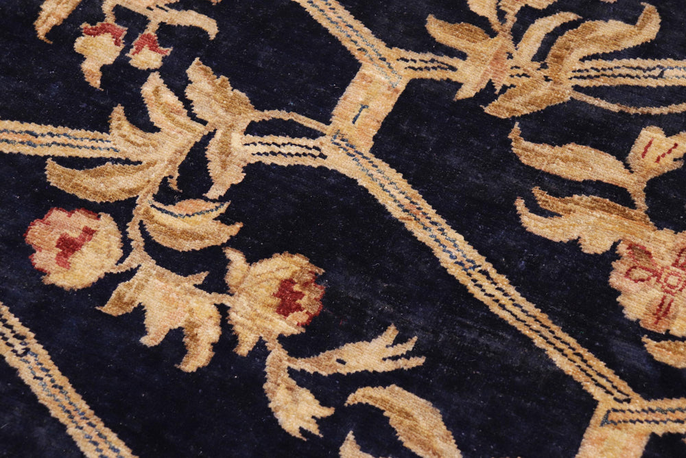 handmade Transitional Kafkaz Blue Gold Hand Knotted RECTANGLE 100% WOOL area rug 9' x 12'