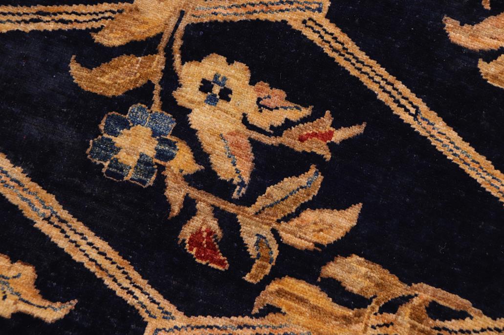 handmade Transitional Kafkaz Blue Gold Hand Knotted RECTANGLE 100% WOOL area rug 9 x 12