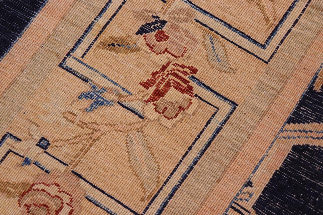 handmade Transitional Kafkaz Blue Gold Hand Knotted RECTANGLE 100% WOOL area rug 9 x 12