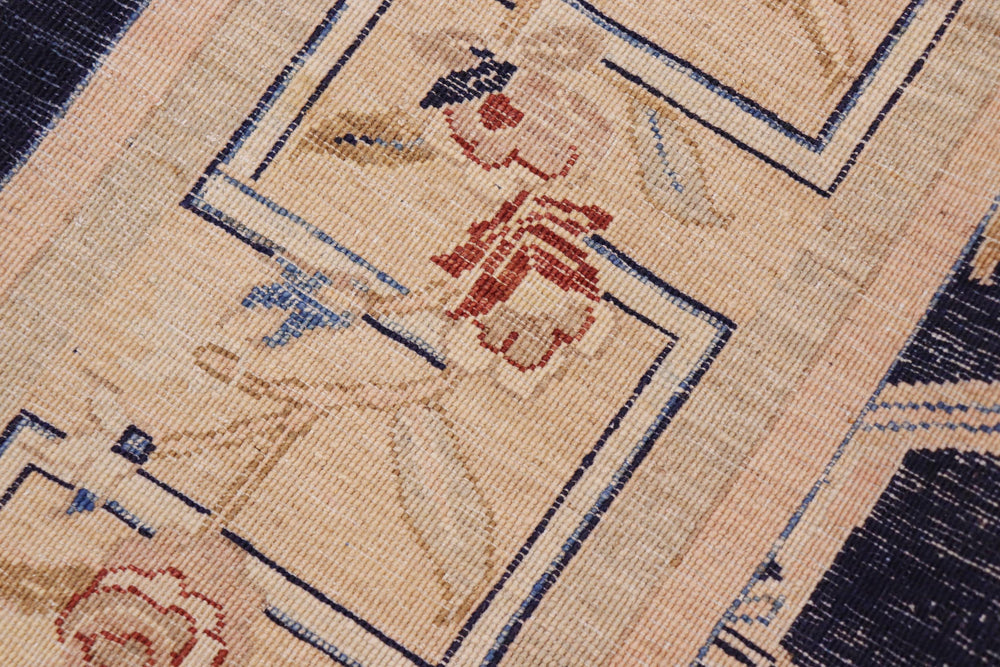 handmade Transitional Kafkaz Blue Gold Hand Knotted RECTANGLE 100% WOOL area rug 9' x 12'