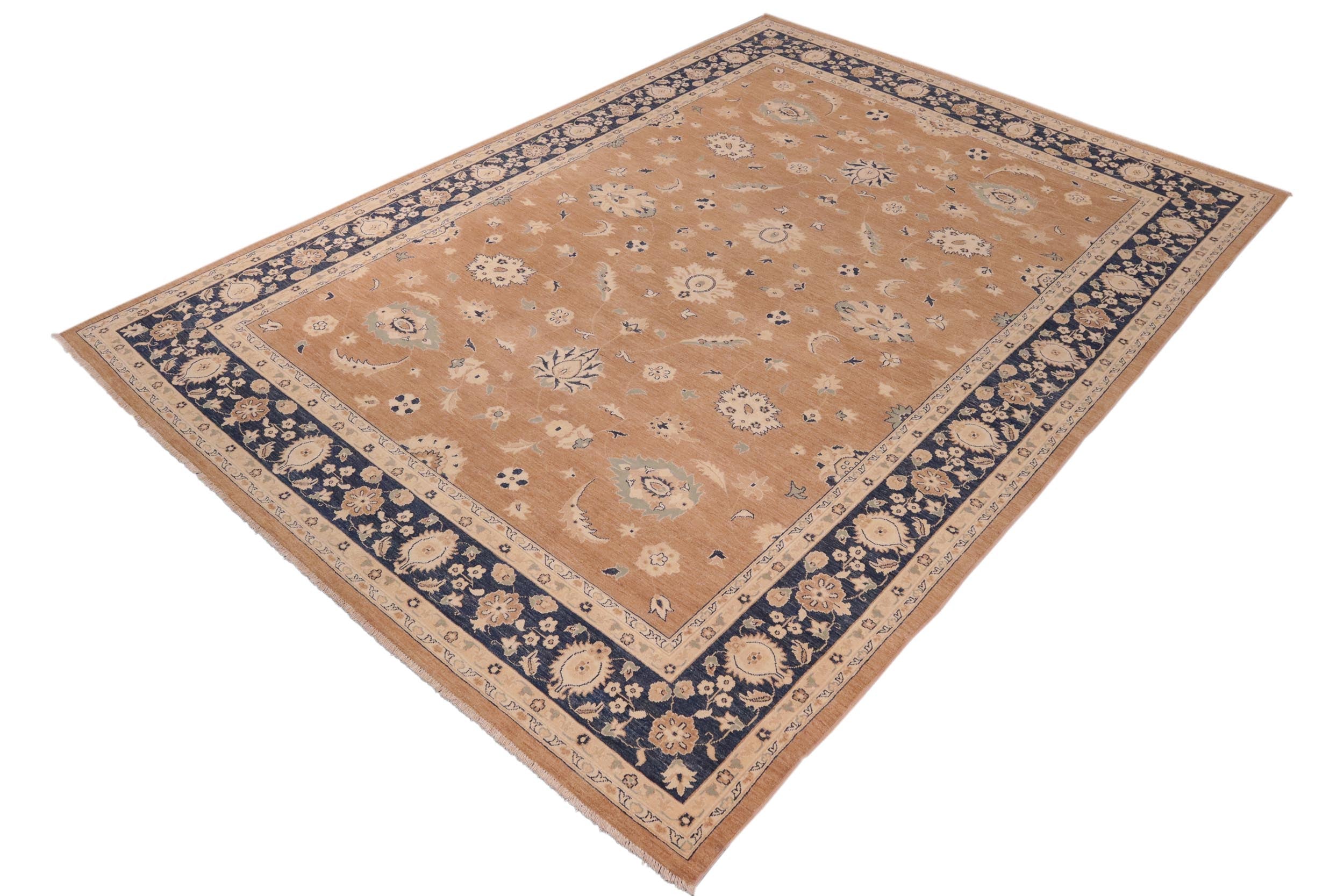 handmade Traditional Kafkaz Brown Blue Hand Knotted RECTANGLE 100% WOOL area rug 10x14