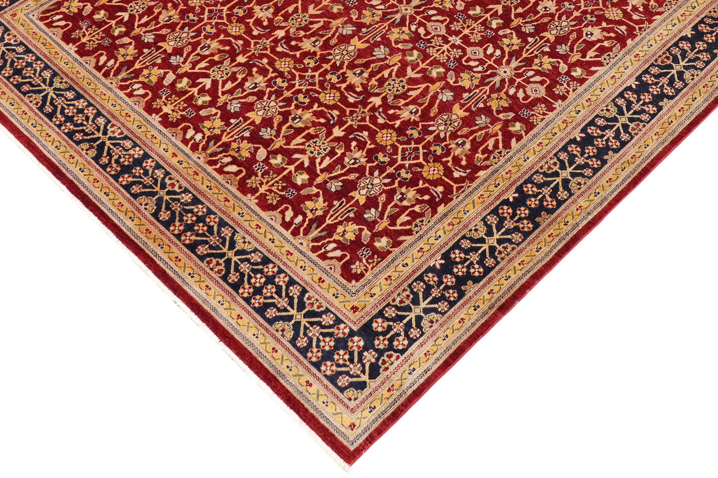 handmade Transitional Kafkaz Red Blue Hand Knotted RECTANGLE 100% WOOL area rug 9' x 12'