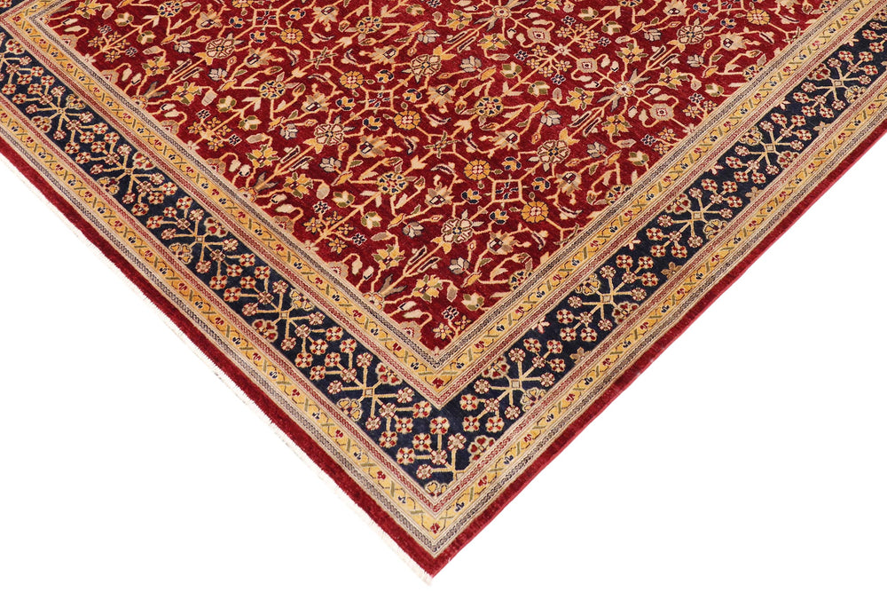 handmade Transitional Kafkaz Red Blue Hand Knotted RECTANGLE 100% WOOL area rug 9' x 12'