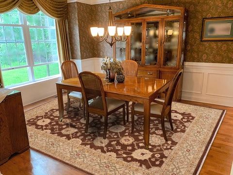 handmade Transitional Kafkaz Brown Beige Hand Knotted RECTANGLE 100% WOOL area rug 10' x 14'