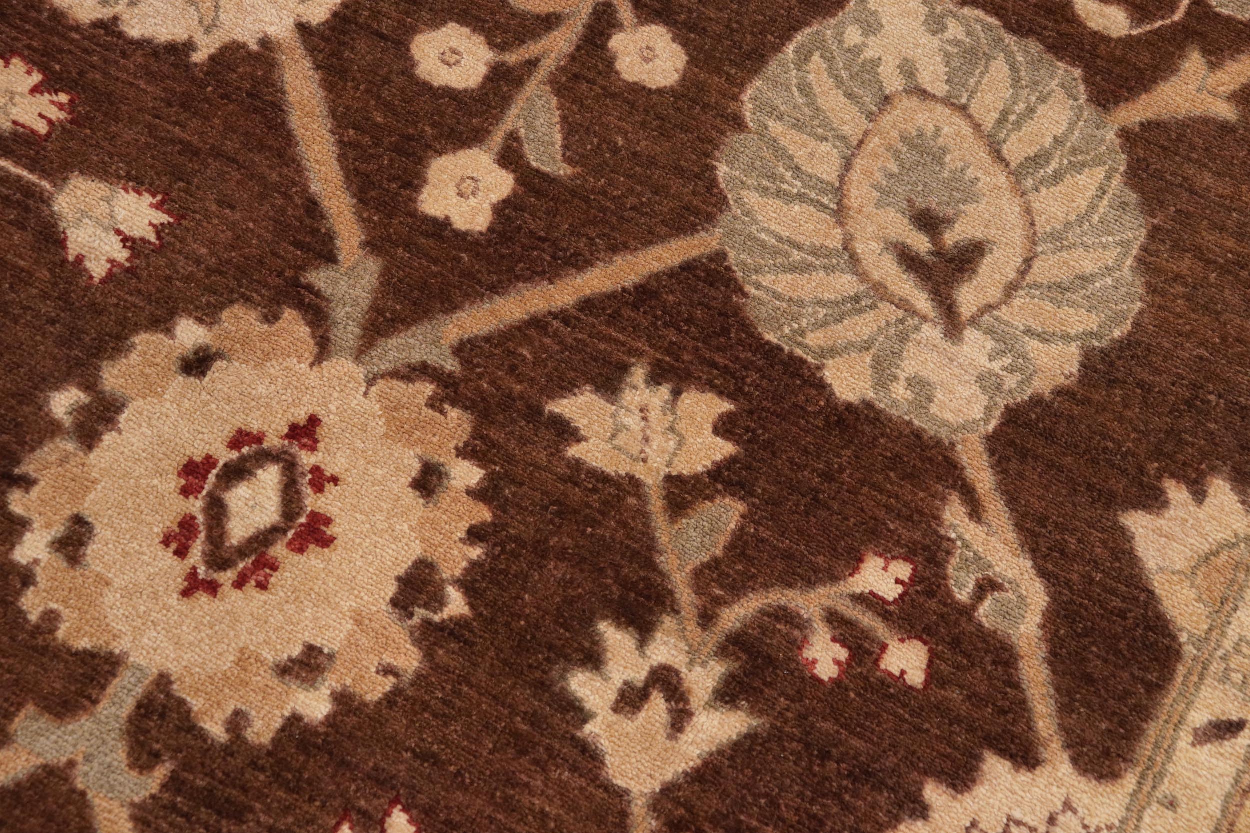 handmade Transitional Kafkaz Brown Beige Hand Knotted RECTANGLE 100% WOOL area rug 10' x 14'