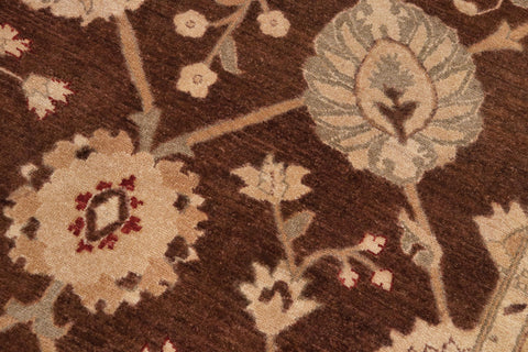 handmade Transitional Kafkaz Brown Beige Hand Knotted RECTANGLE 100% WOOL area rug 10' x 14'