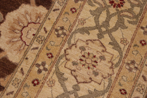 handmade Transitional Kafkaz Brown Beige Hand Knotted RECTANGLE 100% WOOL area rug 10' x 14'