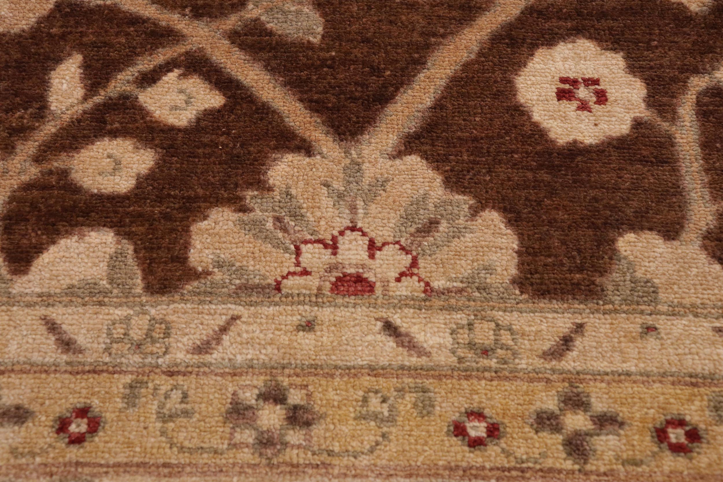handmade Transitional Kafkaz Brown Beige Hand Knotted RECTANGLE 100% WOOL area rug 10' x 14'