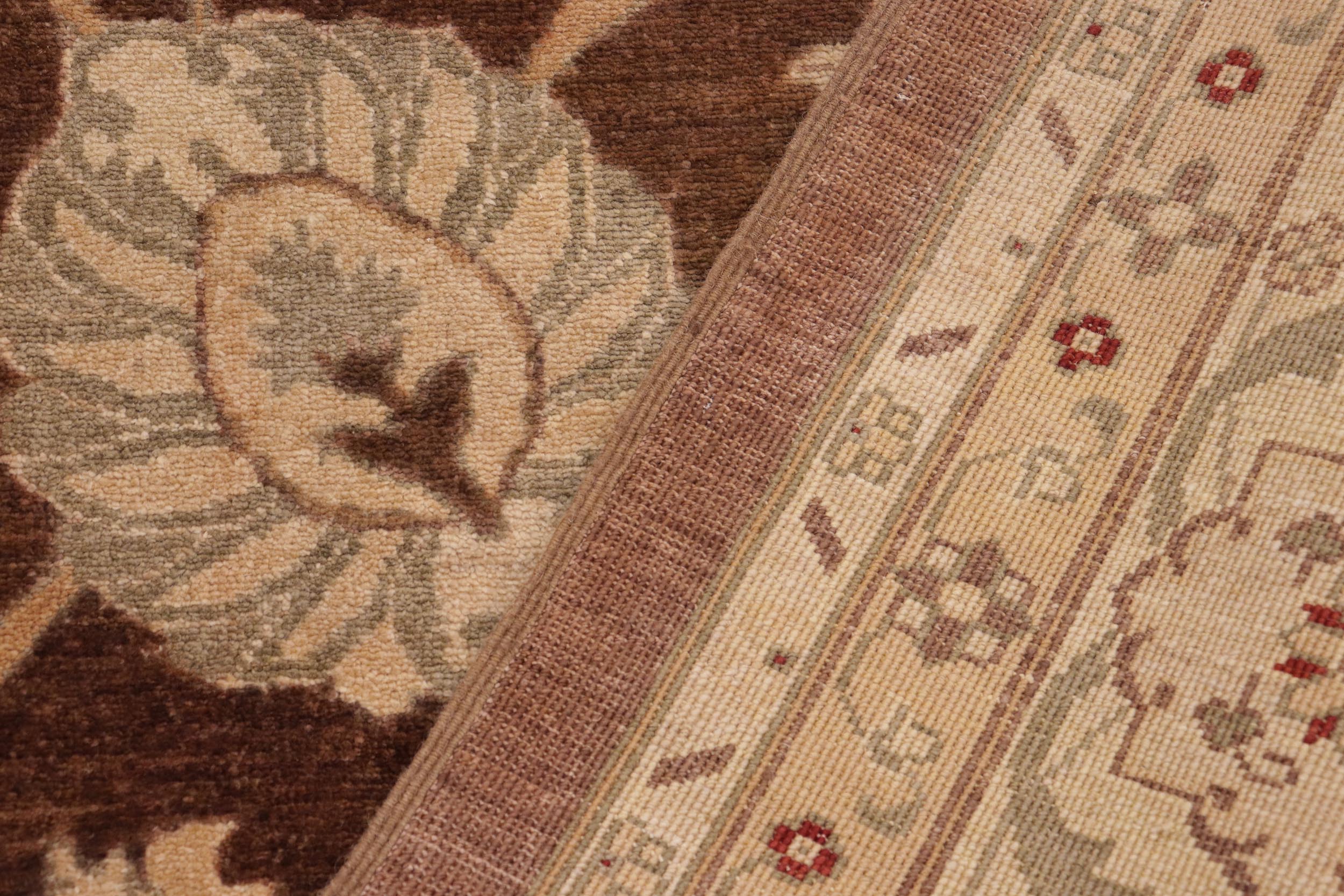 handmade Transitional Kafkaz Brown Beige Hand Knotted RECTANGLE 100% WOOL area rug 10' x 14'