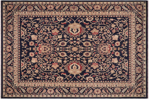 10x14 hand knotted transitional wool rug in blue and beige - Eclectic Shanelle