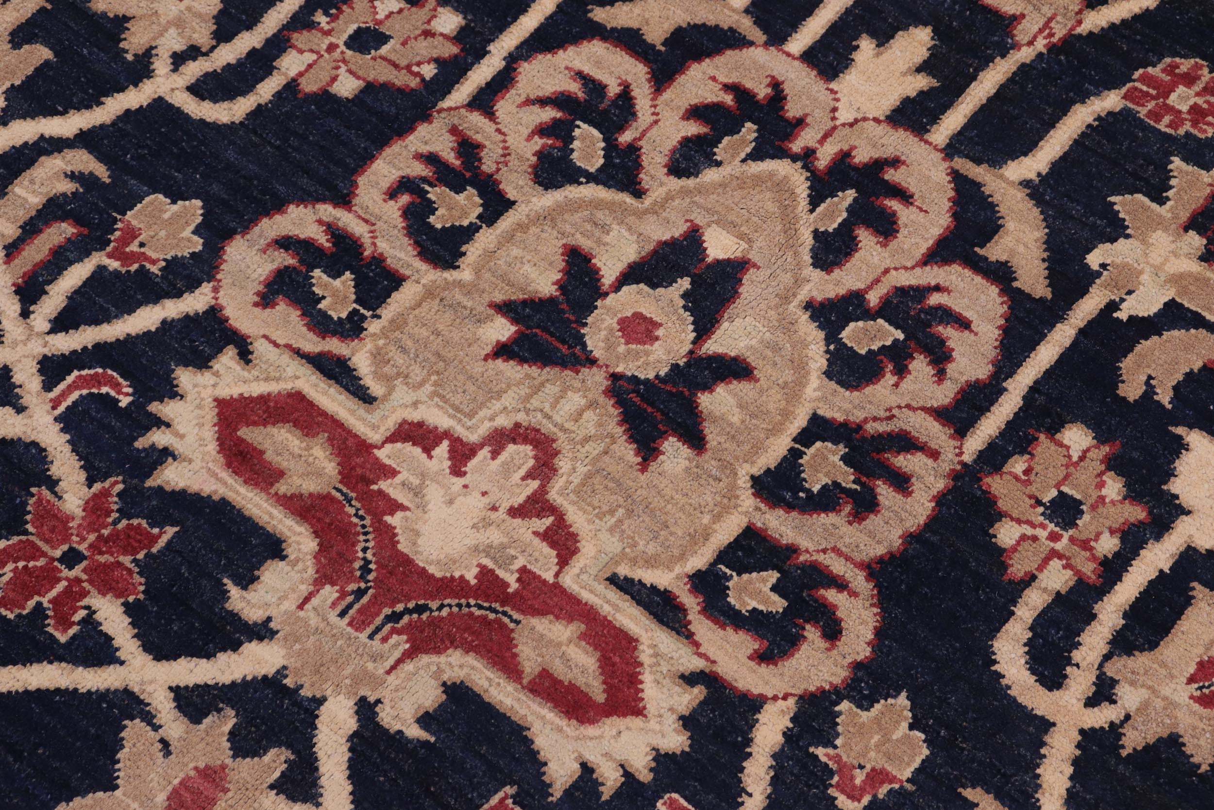 handmade Transitional Kafkaz Drk. Blue Beige Hand Knotted RECTANGLE 100% WOOL area rug 10' x 14'