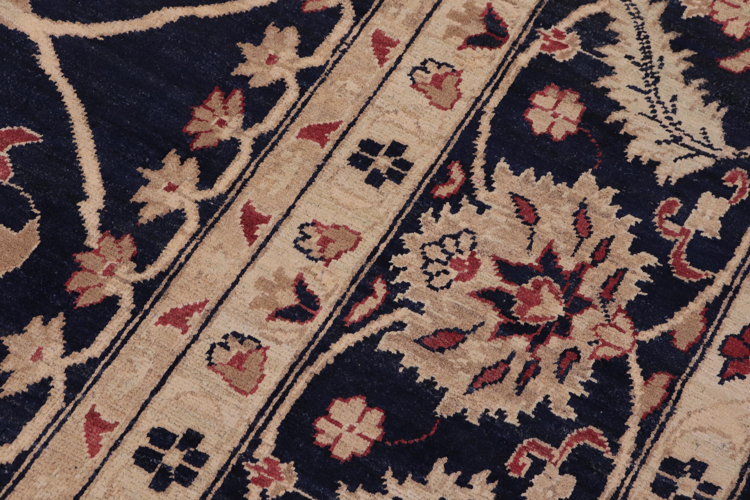 handmade Transitional Kafkaz Drk. Blue Beige Hand Knotted RECTANGLE 100% WOOL area rug 10' x 14'