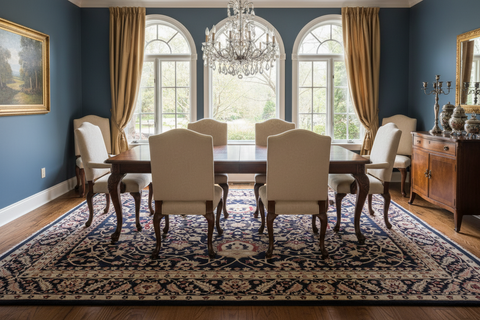 Eclectic Ziegler Shanelle Blue/Beige Wool Rug - 10'1'' x 13'11''