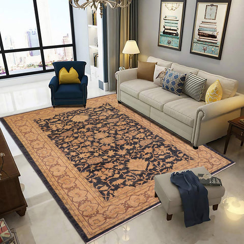 handmade Transitional Kafkaz Blue Tan Hand Knotted RECTANGLE 100% WOOL area rug 10' x 14'