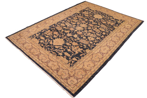 handmade Transitional Kafkaz Blue Tan Hand Knotted RECTANGLE 100% WOOL area rug 10' x 14'