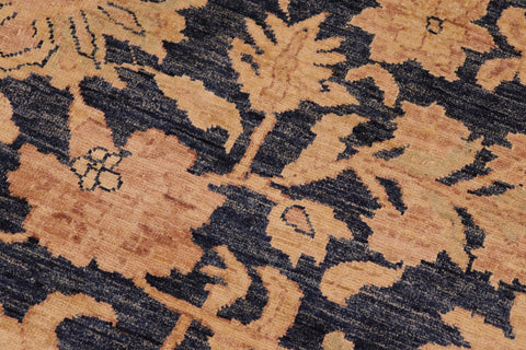 handmade Transitional Kafkaz Blue Tan Hand Knotted RECTANGLE 100% WOOL area rug 10' x 14'