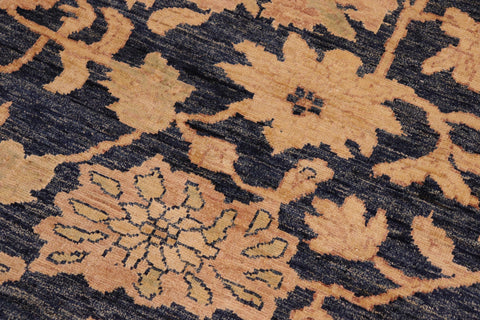 handmade Transitional Kafkaz Blue Tan Hand Knotted RECTANGLE 100% WOOL area rug 10' x 14'